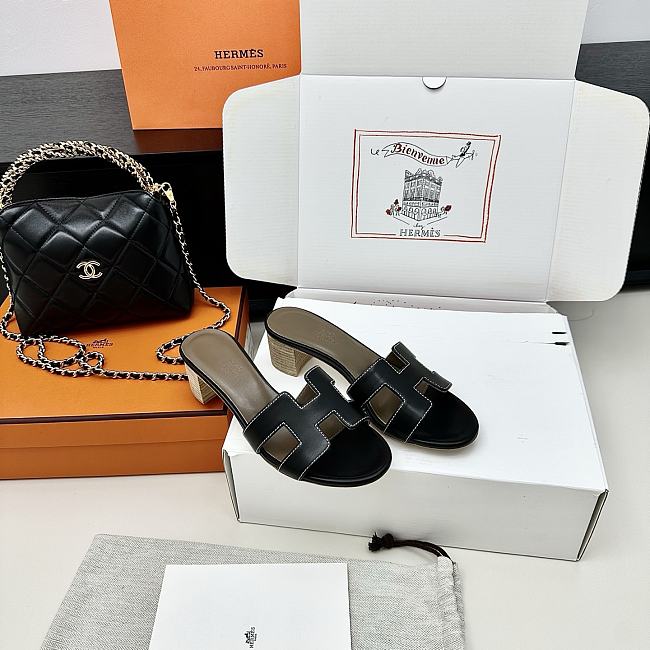 Hermes Oasis Sandals in Black - 1