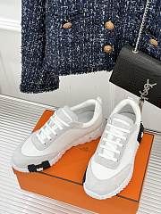 Hermes Technical Mesh Suede Goatskin Bouncing Sneakers 37 White  - 1