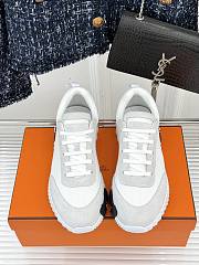 Hermes Technical Mesh Suede Goatskin Bouncing Sneakers 37 White  - 6