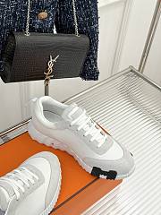 Hermes Technical Mesh Suede Goatskin Bouncing Sneakers 37 White  - 4