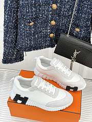Hermes Technical Mesh Suede Goatskin Bouncing Sneakers 37 White  - 3