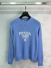 Prada Blue Faded Logo Print Sweatshirt - 1