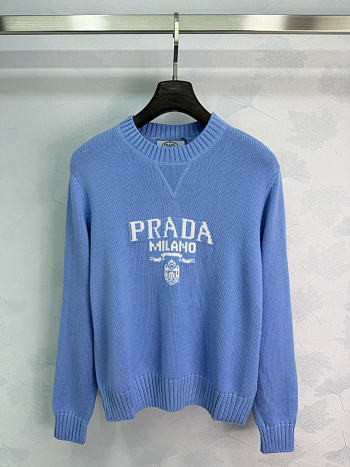 Prada Blue Faded Logo Print Sweatshirt
