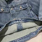 Dioriviera Cropped Jacket with Embroidered Collar Blue Stonewashed Cotton and Linen Denim 642V11Q3677_X5260 - 5