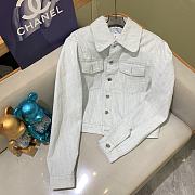 Dior Cropped Jacket Light Blue Dior Oblique Washed Cotton Denim - 1
