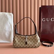 GG Supreme Grained Calfskin Medium Jackie Slim Shoulder Bag Sand Dark Brown Size 27x13x6cm - 1