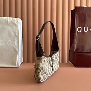 GG Supreme Grained Calfskin Medium Jackie Slim Shoulder Bag Sand Dark Brown Size 27x13x6cm - 5