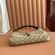 GG Supreme Grained Calfskin Medium Jackie Slim Shoulder Bag Sand Dark Brown Size 27x13x6cm - 4