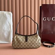GG Supreme Grained Calfskin Medium Jackie Slim Shoulder Bag Sand Dark Brown Size 27x13x6cm - 6