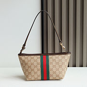 GUCCI Mini leather and webbing-trimmed coated-canvas shoulder bag Size 17x12.5x10cm - 1