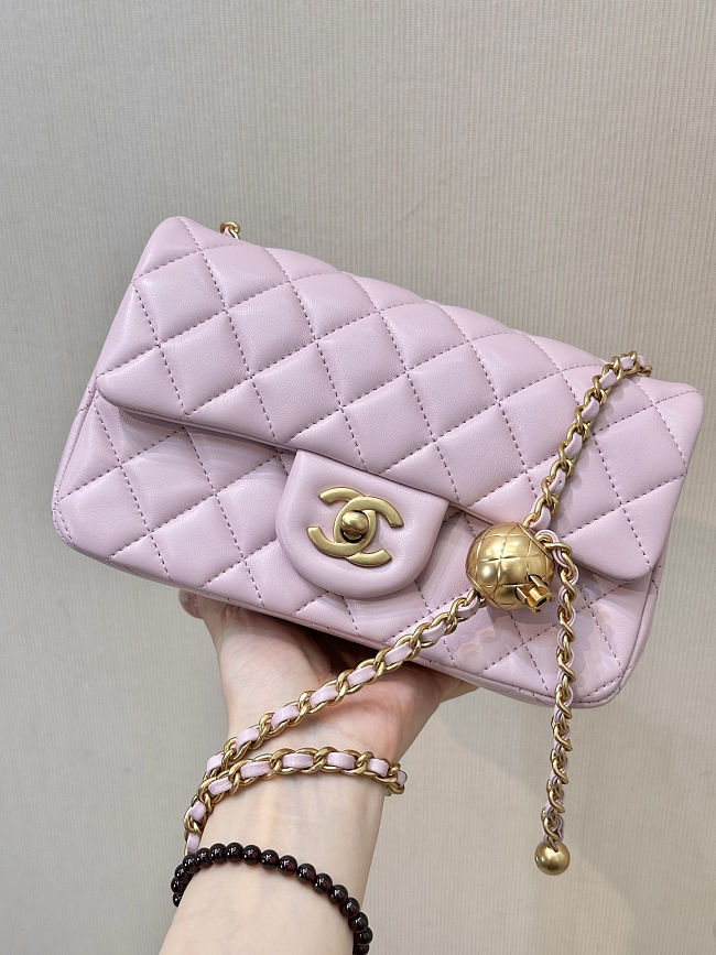 Chanel 24K Light Pink Lambskin Quilted Pearl Crush Mini Size 7.75 x 4.5 x 2.5 in - 1