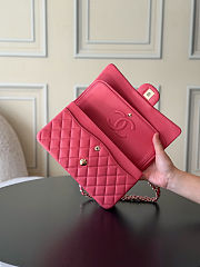 Chanel Medium Classic Double Flap Hot Pink Shiny Caviar Light Gold Hardware Size 15.5x25.5x6.5cm - 6