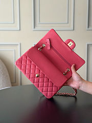 Chanel Medium Classic Double Flap Hot Pink Shiny Caviar Light Gold Hardware Size 15.5x25.5x6.5cm - 5