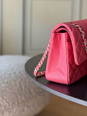 Chanel Medium Classic Double Flap Hot Pink Shiny Caviar Light Gold Hardware Size 15.5x25.5x6.5cm - 4