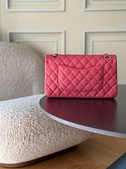 Chanel Medium Classic Double Flap Hot Pink Shiny Caviar Light Gold Hardware Size 15.5x25.5x6.5cm - 3