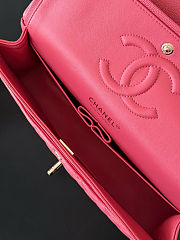 Chanel Medium Classic Double Flap Hot Pink Shiny Caviar Light Gold Hardware Size 15.5x25.5x6.5cm - 2