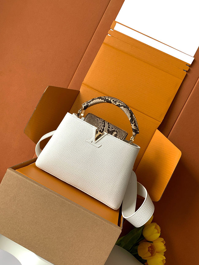 Louis Vuitton Capucines Mini Calfskin Snakeskin White Size 27x18x9cm - 1