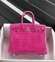 Hermès Birkin 25 Niloticus Crocodile Rose Pourpre Silver Buckle Bag with White Clasp Size 25cm - 4