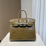 Hermès Birkin 35 Vert Olive Semi Matte Porosus Crocodile Gold Hardware  - 1