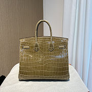 Hermès Birkin 35 Vert Olive Semi Matte Porosus Crocodile Gold Hardware  - 3