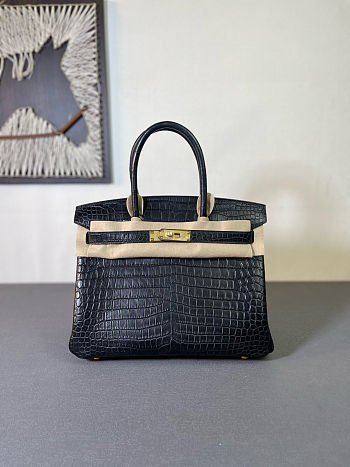 Hermes Birkin 25 Matte Alligator 89 Noir Size 25x20x13 cm