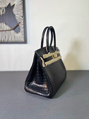 Hermes Birkin 25 Matte Alligator 89 Noir Size 25x20x13 cm - 4