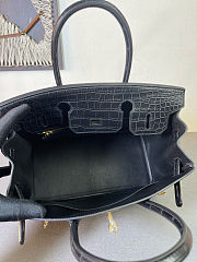 Hermes Birkin 25 Matte Alligator 89 Noir Size 25x20x13 cm - 3