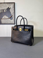Hermes Birkin 25 Matte Alligator 89 Noir Size 25x20x13 cm - 2