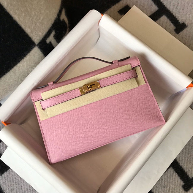 Hermes Swift Kelly Pochette Clutch Mauve Sylvestre Size 22cm - 1