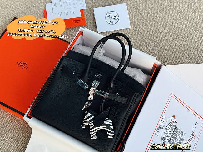 Hermes Birkin 25 Togo Black PHW Size 25cm - 1