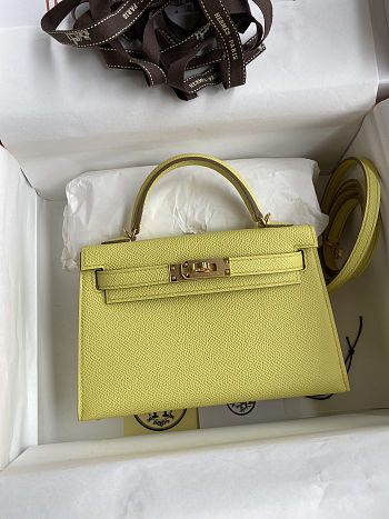 Hermes Epsom Mini Kelly Sellier 20 Lime Size 19cm