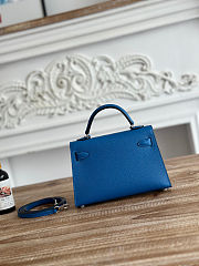 Hermès Deep Blue Chevre Mini Kelly II 20 Palladium Hardware Size 19cm - 3