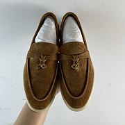 Loro Piana Dark Brown Suede Summer Charms Walk Loafers - 1