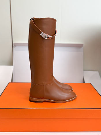 Hermes Heritage Calfskin Kelly Jumping Boots 36.5 Naturel 