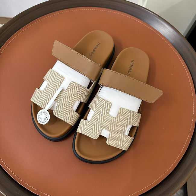 Hermès Chypre Men's Sandals in Grey Brown  - 1