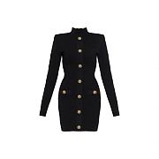 Balmain button-embellished diamond-knit mini dress HF1R8019KK20 - 1