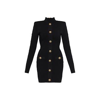Balmain button-embellished diamond-knit mini dress HF1R8019KK20