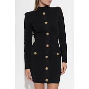 Balmain button-embellished diamond-knit mini dress HF1R8019KK20 - 4