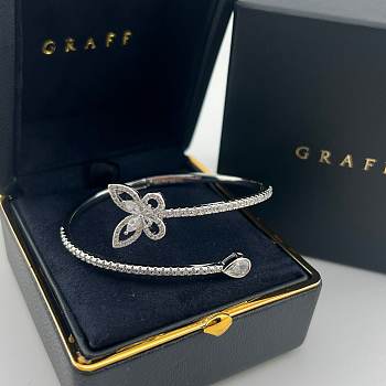 Graff Women's White And Diamond Butterfly Bangle