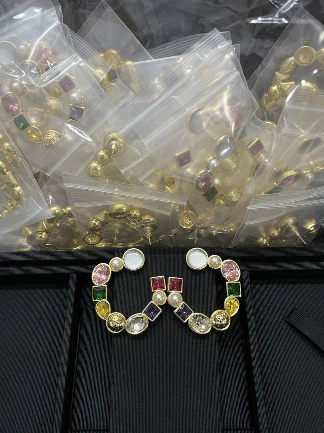 CC Stud Earrings 26C gold Flower Colorful - 1