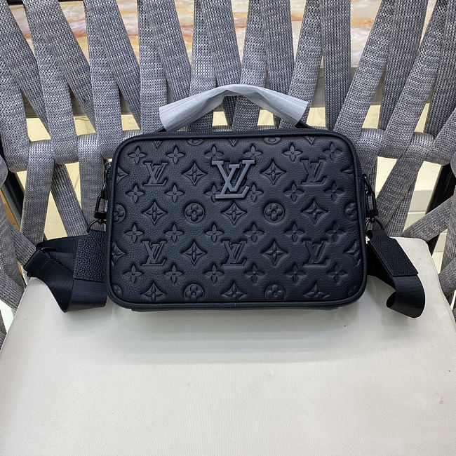 LV Matte Black Embossed Trio Messenger Bag Size 25x18x8cm - 1