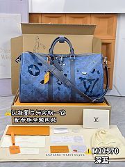 LV Boston Bag Monogram Aqua Garden Keepall Bandouliere 35 Men's M22573 Blue Navy - 1