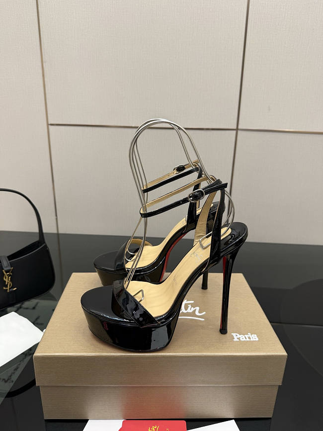 Loubi Queen Alta 150 Leather Platform Sandals (Height: 14.5cm) - 1