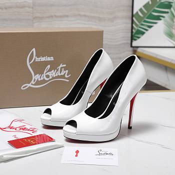 Christian Louboutin 120mm Lady Z Patent Leather Peep-Toe Pumps