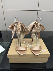 Christian Louboutin Strappy Heeled Sandals with Bow Ankle Tie Nude - 1