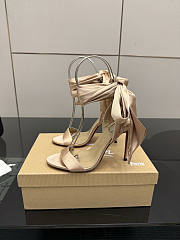 Christian Louboutin Strappy Heeled Sandals with Bow Ankle Tie Nude - 5