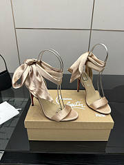 Christian Louboutin Strappy Heeled Sandals with Bow Ankle Tie Nude - 4