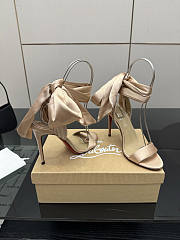 Christian Louboutin Strappy Heeled Sandals with Bow Ankle Tie Nude - 3