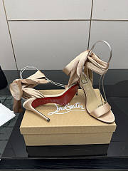 Christian Louboutin Strappy Heeled Sandals with Bow Ankle Tie Nude - 2