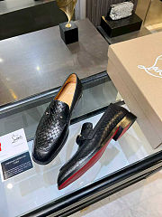 Christian Louboutin Black Embossed Leather Loafers for Men - 6